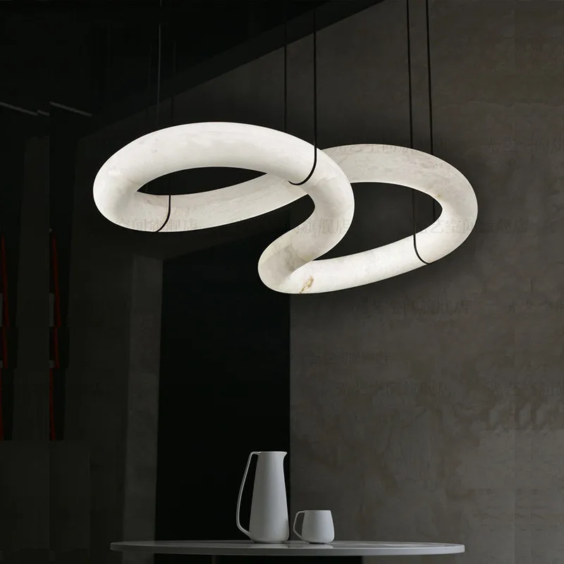 Dining Room Alabaster Chandelier Spanish Marble Ceiling Pendant Lights For Kitchen Living Room Loft Desiginer Marble Chandeliers