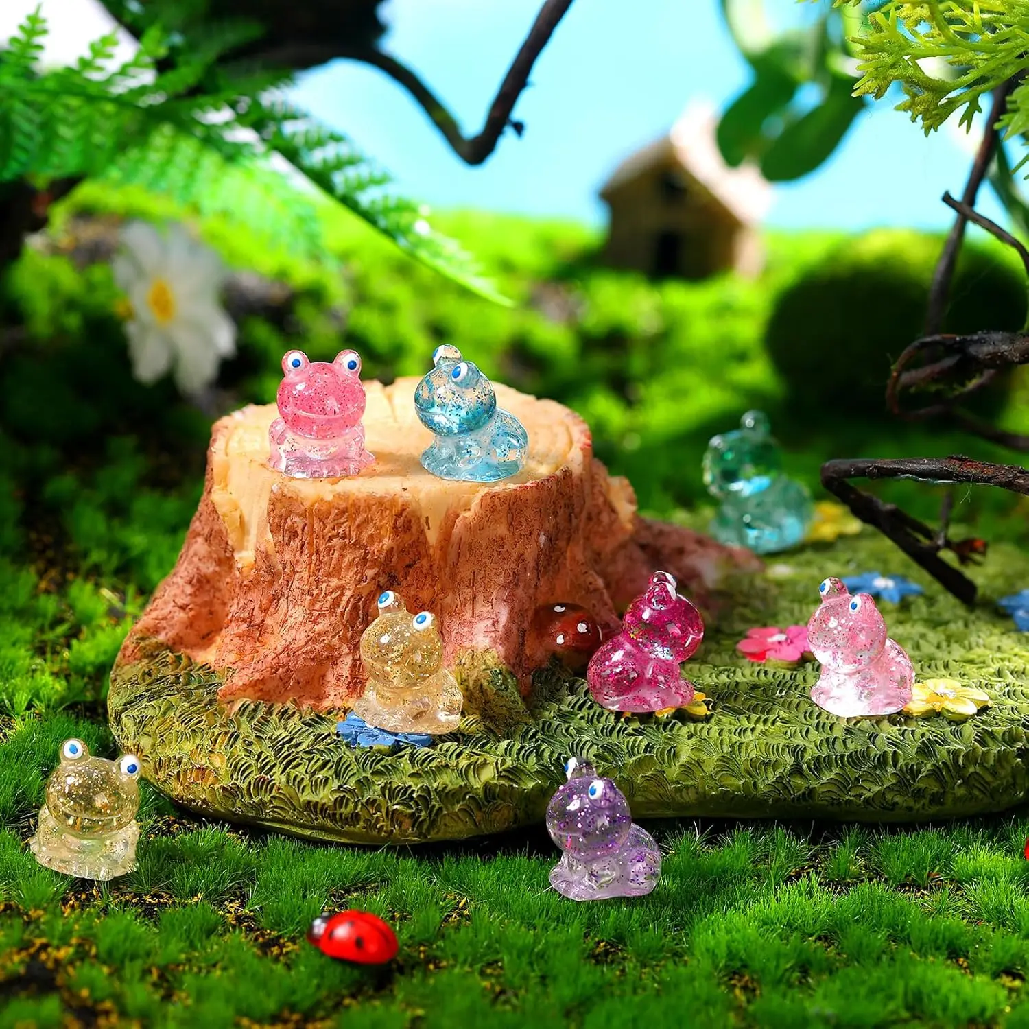 50 قطعة الضفادع الراتنج الصغيرة بريق الضفدع الصغير مصغرة التماثيل الراتنج الصغيرة الحيوانات الضفادع الصغيرة للديكور المنزل Crafts بها بنفسك الحرف حفلة لصالح