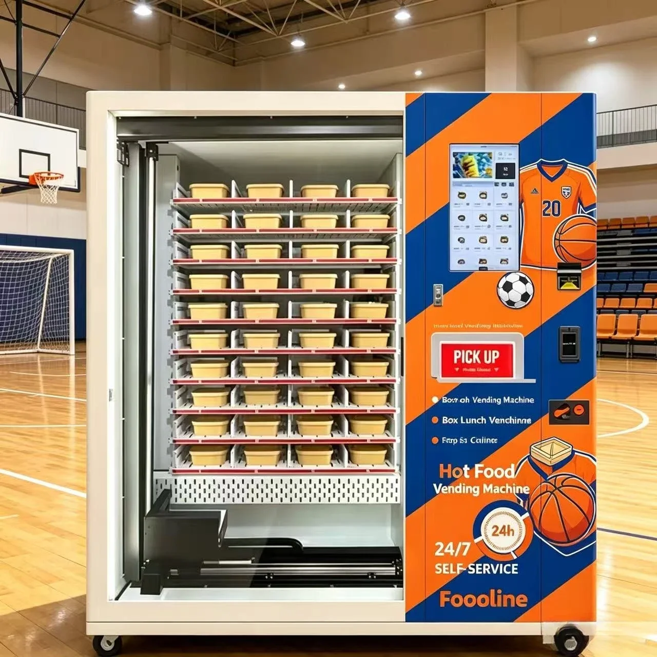 Fast Food Vending Machine Full Automatically Heating Hot Food Lunch Box Vending Machine for Hot Food with Touch Screen