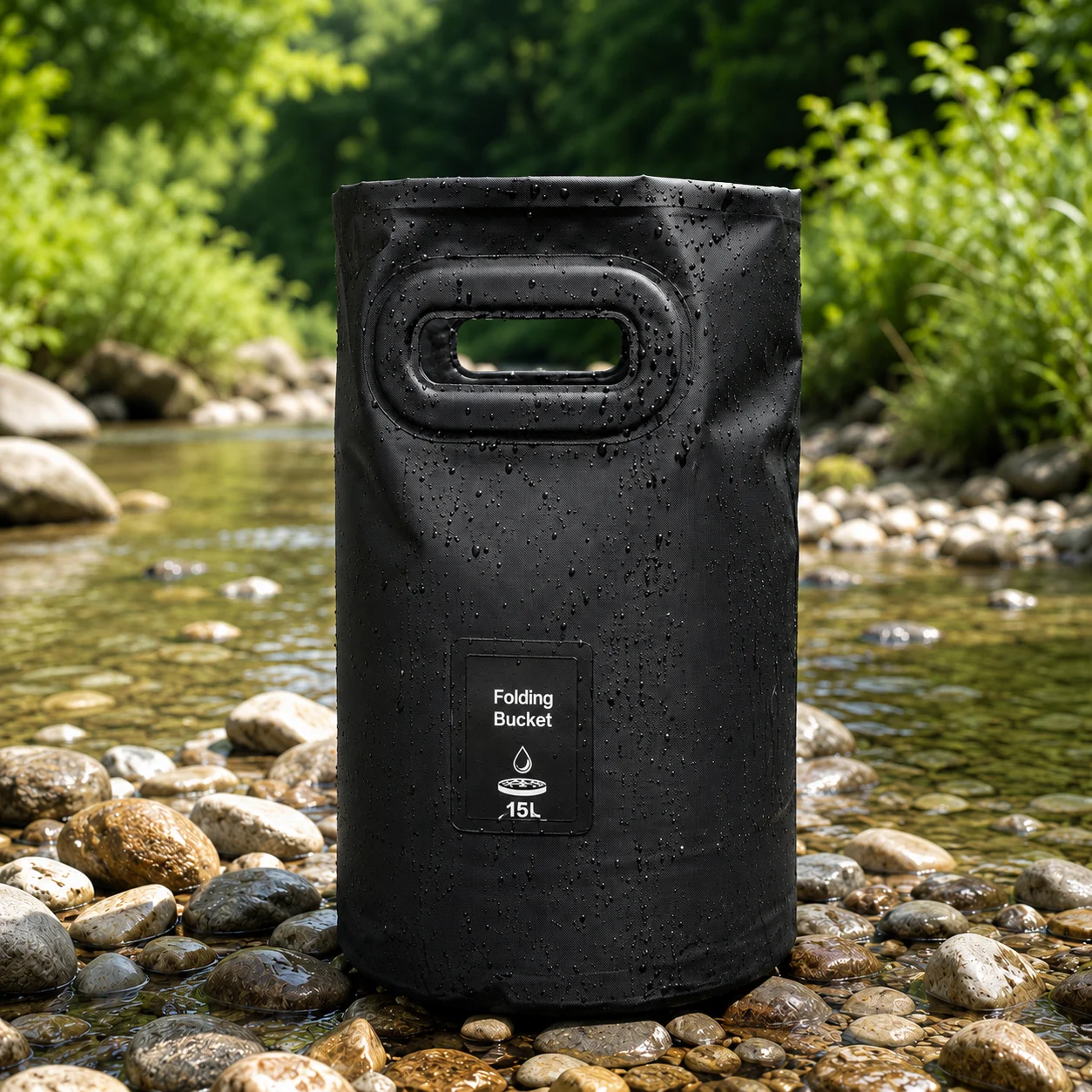 ポータブル折りたたみ水バケツ-15l-20l-防水折りたたみ式キャンプ釣り水容器ハンドル付き軽量屋外用バケツ