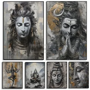Gemälde der Leinwand des indischen Gottes, Shiva -Hinduismus, Shiv JI, religiöse Illustrationen, Plakatabdrücke, Wandkunst, Rollen für Zuhause, Raum, hinduistische Dekoration 10 Religionsbilder der Hauptverkäufe - №9