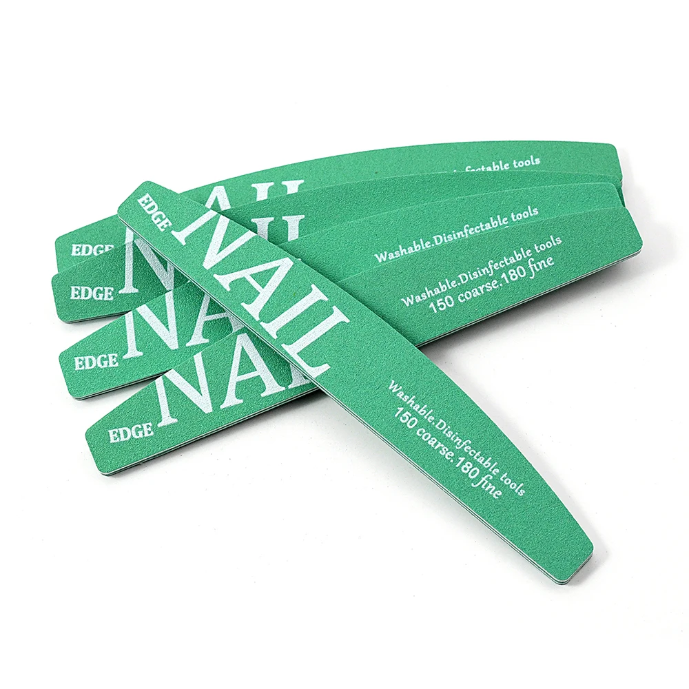 2/5/10Pcs Vibrant Green Crescent Nail File Gentle Shaping & Smoothing for Salon-Quality DIY Manicures Professional Nail Tools
