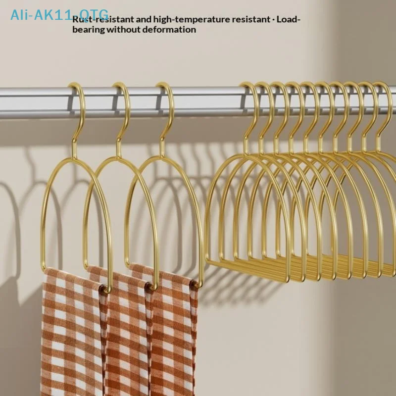 Hot 5PCS Gold Iron Half Round Scarf Hangers Pet Clothes Rack Storage Hanger For Pants Towel Tie,Closet Organizer For Adult Kids