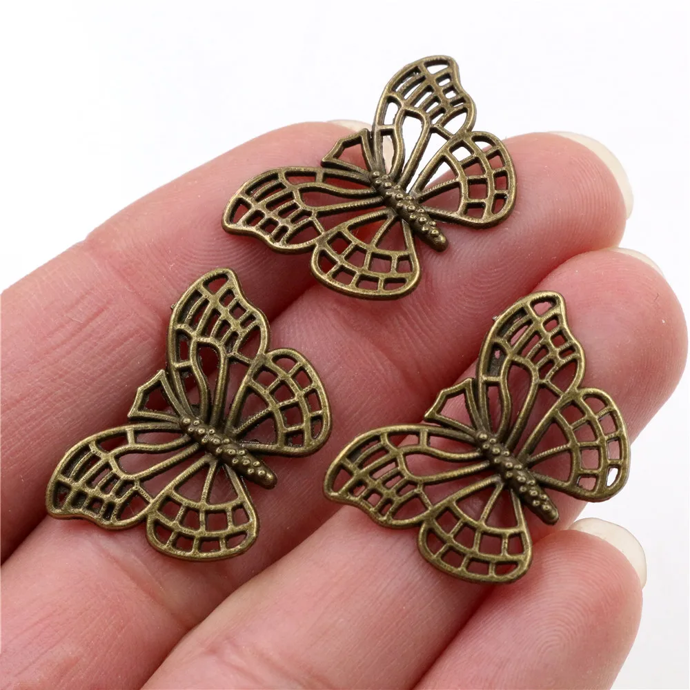 26x18mm 10 sztuk antyczny brąz Plated motyl ręcznie robiony wisiorek: DIY dla bransoletki necklace-Q7-23