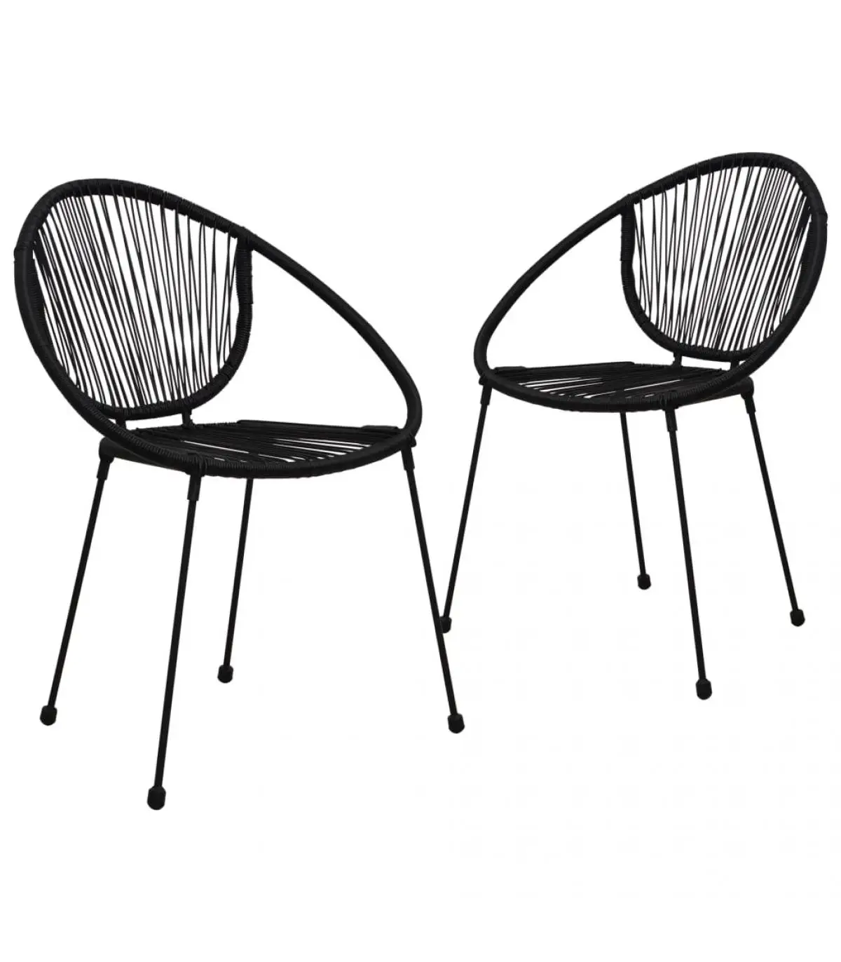 Garden chairs garden chairs 2 pcs Black PVC Rattan