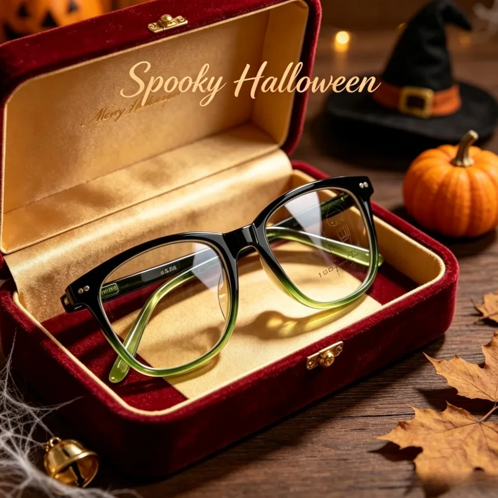 1 Pair of American Retro Gradual Change Texture Square Men's Reading Glasses, 3 in 1, Suitable for Business Office, Family Reading, Daily Travel, Christmas and Halloween Gifts, Random Colors