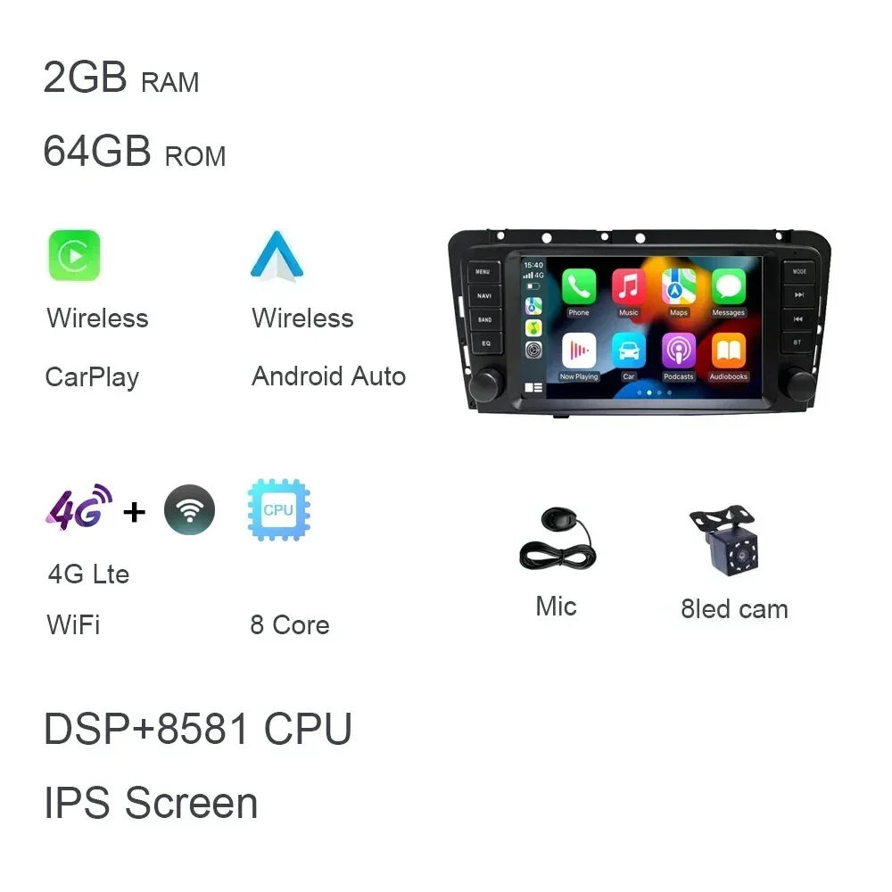 CHSTEK 8 inch Carplay Android 14.0 8GB+128GB 8-core GPS autoradio Android speler Wifi multimedia voor Volvo XC70 V70 S60 S40 V40 2005 - 2009 - afbeelding 1