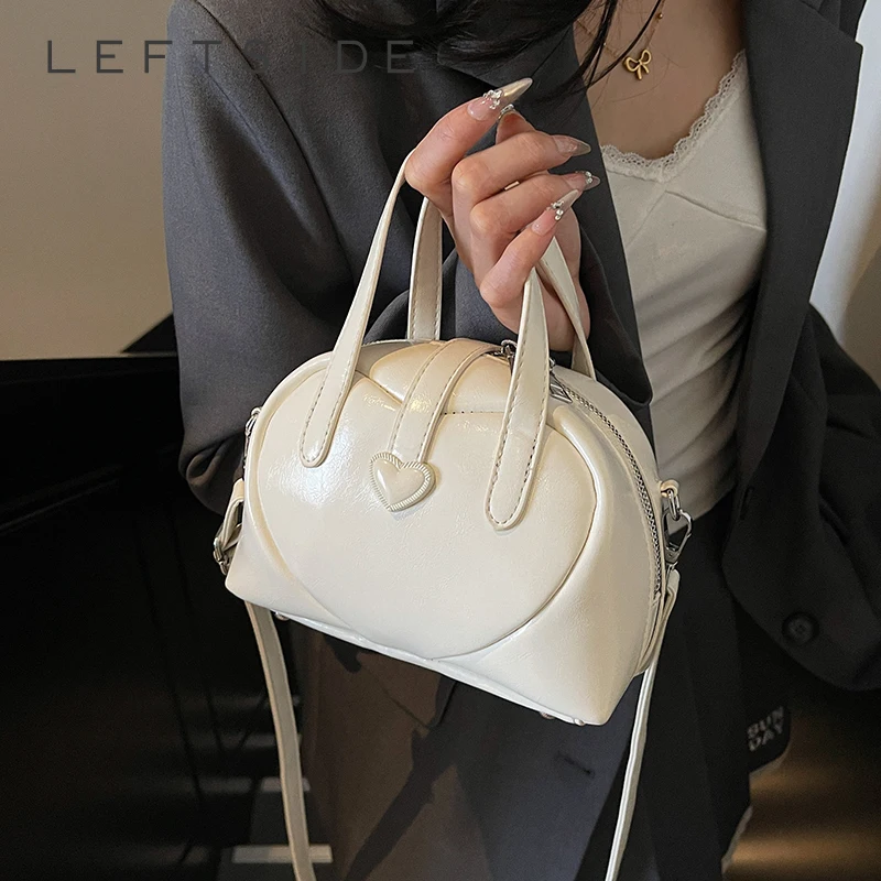 

LEFTSIDE Small White Crossbody Bags for Women PU Leather Shoulder Bag 2025 Luxury Designer New Short Handle Purses and Handbags