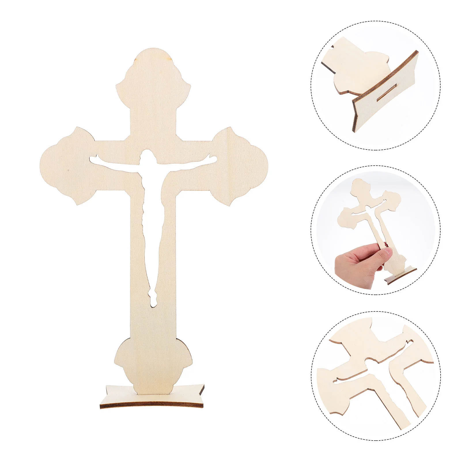 

10Pcs Rustic Wooden Cross DIY Craft Decoration for Home Office Desktop Tabletop Wood Cross Ornament Adorn Wooden Ornament