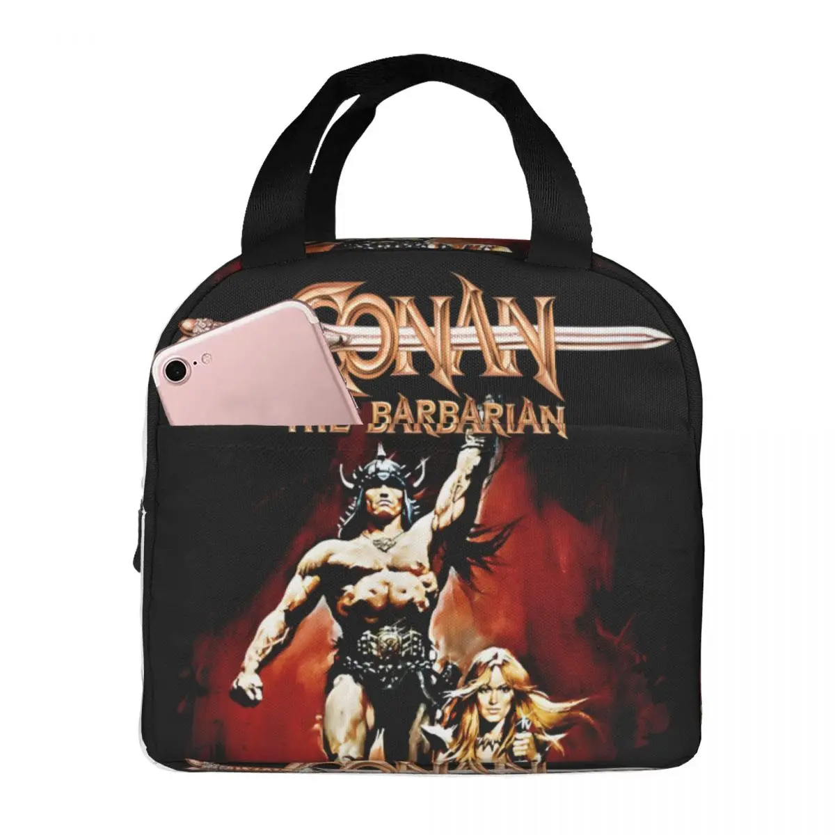 Zipper Closure Office Staff C-Conan The Barbarian Travel Storage Bags Cooler Portable Fashion Fun Fun For Lunch Storage Bag