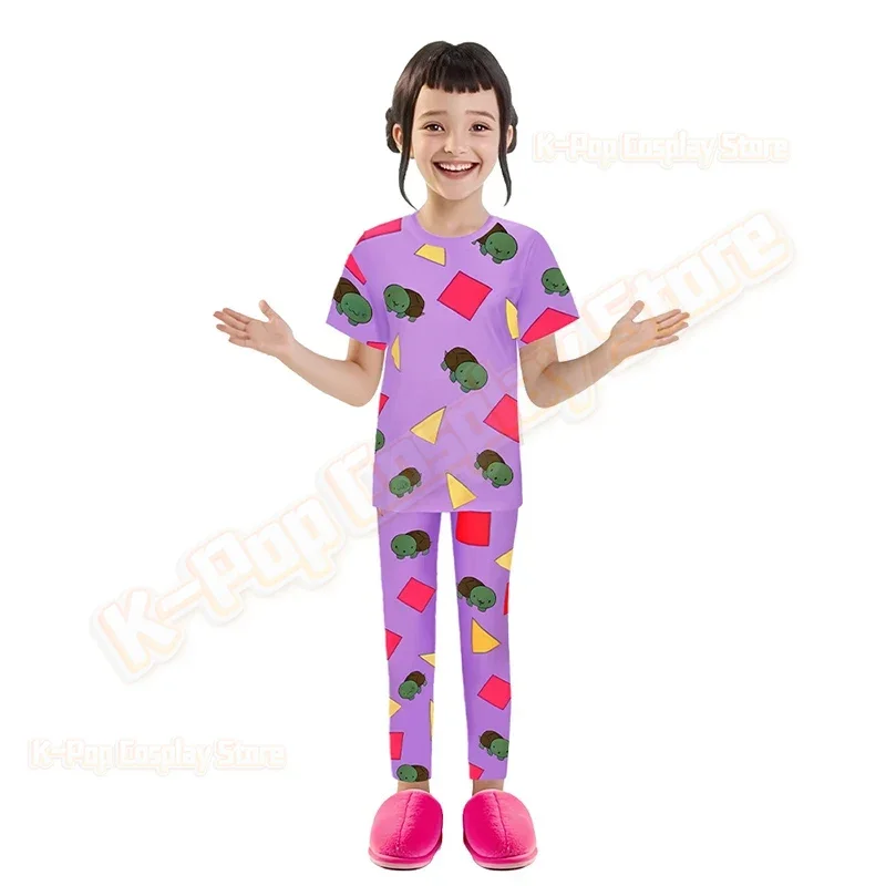 ‌ K-Pop De Mon Hunters Rumi ملابس خاصة مجموعة الكرتون الدب وقطار الحليب بيجامة من الحرير فضفاضة الساق السراويل هوديي تأثيري حلي هالوين