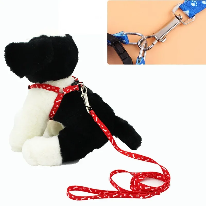Dog Leash Chihuahua Harness Leash for Small Dog Adjustable Walking Puppy Accessories Pet Dog Bone Printing Harness Leash Set