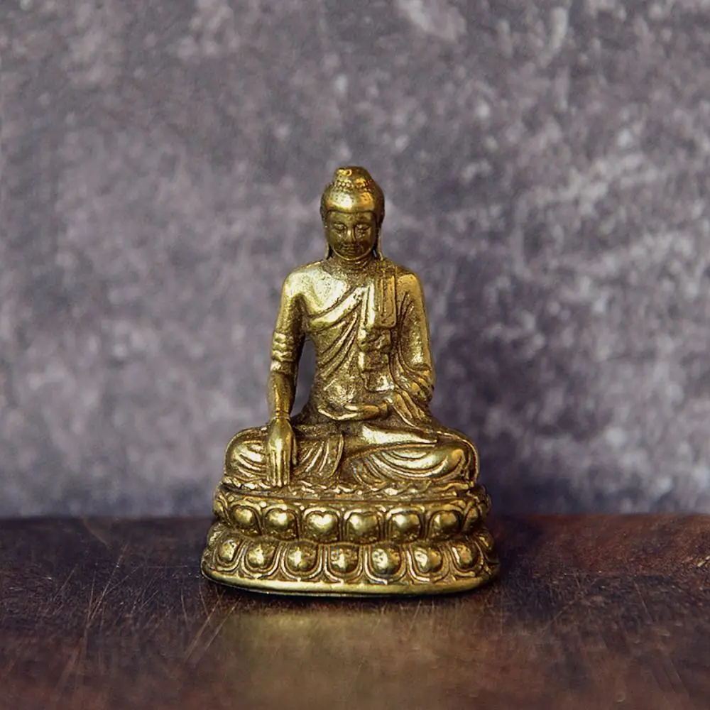 Portable Mini Sakyamuni Statue Vintage Unique Design Sitting Buddha Figurine Worship Antique Buddha Trinkets