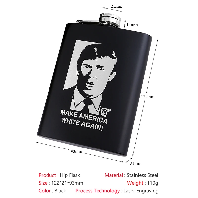 MAGA Donald J Trump Souvenir Collectibles Fan Drinking Gift Metal Stainless Steel Hip Flask Flagon Custom LOGO Laser Engraving