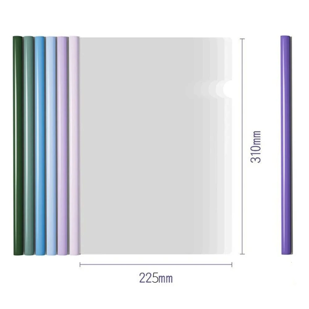 10pcs Gradient Morandi Color A4 Draw Rod Folder Transparent Large-capacity Pull Rod Clip Waterproof Cute Document Rod Clamp