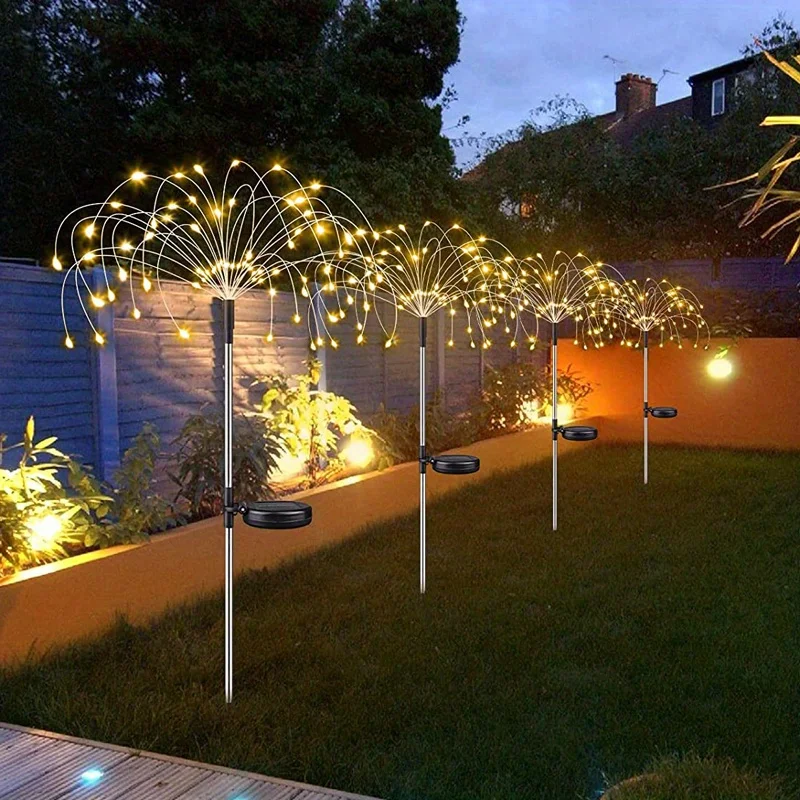 1-packs kerstverlichting op zonne-energie, waterdichte vuurwerkverlichting voor buiten, LED's tuinbloemlicht voor tuin kerstfeest doe-het-zelf decoratie