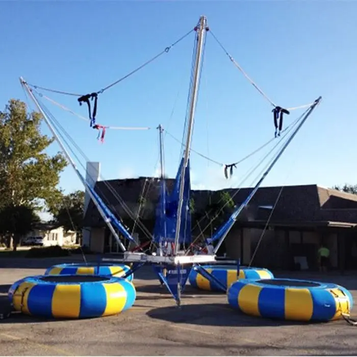 Large Mobile Electric Bungee Jumping, Inflatable Trampoline with Trailer for 4 People, Kids and Adults Outdoor Fun