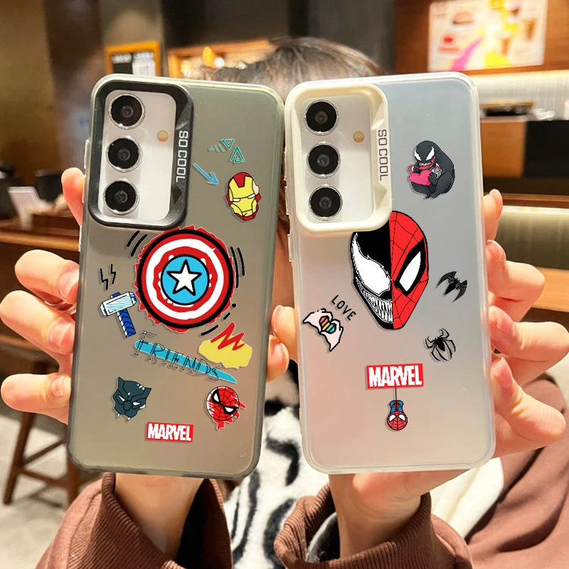 

Avengers Marvel Anime For Samsung Galaxy S24 S23 S22 S2 S20 Note 20 FE Ultra Plus Colorful Silver Shockproof Phone Case Soft