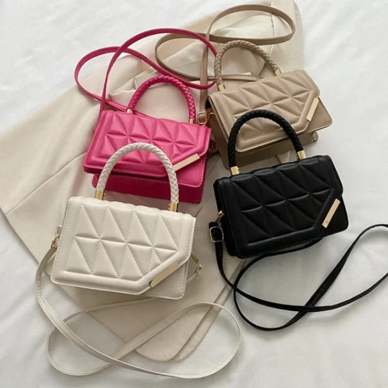 2026 New Fashion Shoulder Bag Plaid PU Leather Ladies Square
