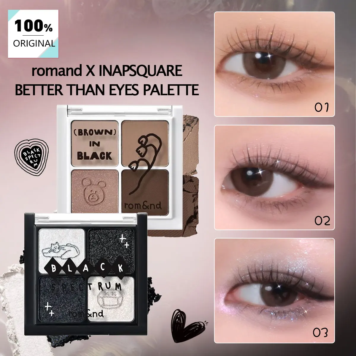 rom&nd X INAPSQUARE BETTER THAN EYES PALETTE,Fine Powder Non-Fallout,Long-Lasting Pigmentation,Sparkle,K-Beauty,Korean Makeup