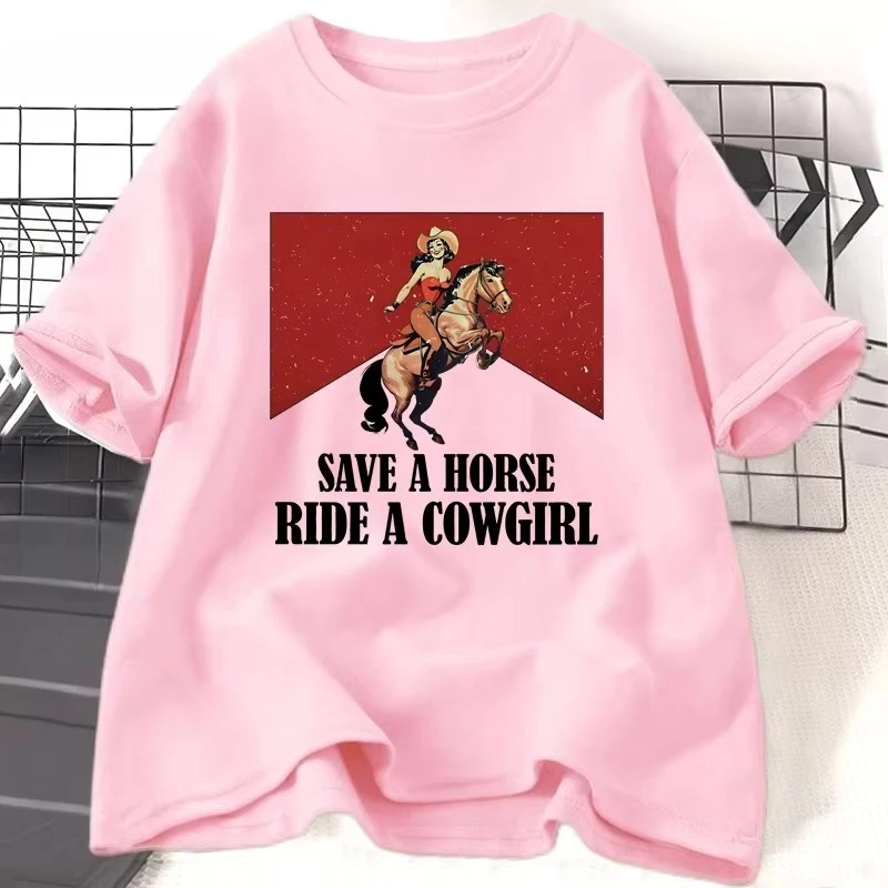 Camiseta Save A Horse Ride A Cowgirl, camiseta lesbiana, camiseta del Orgullo LGBT, camiseta de vaquera, camisetas gráficas de rodeo occidental, ropa de calle