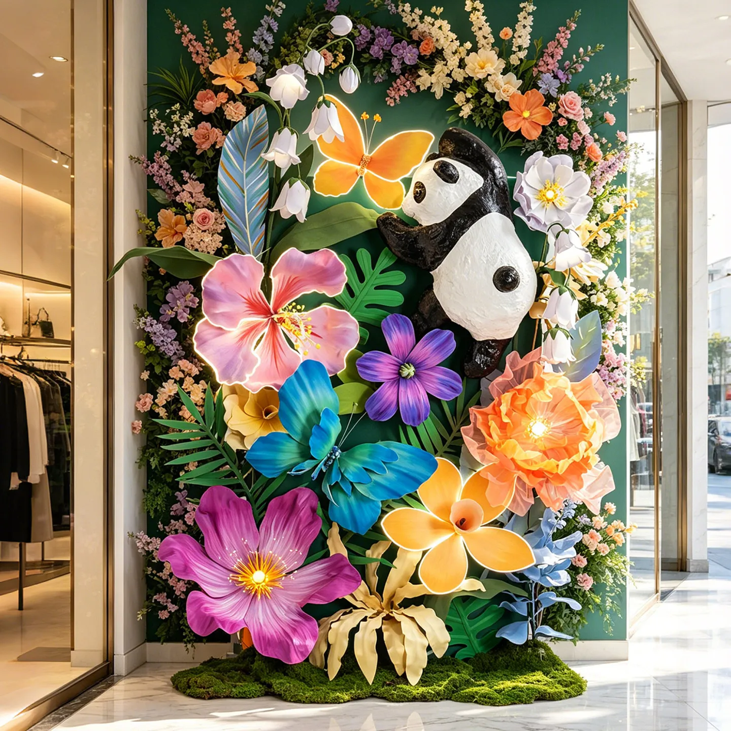 Yjq simulated flower art plant wall landscaping indoor three-dimensional bionic green plant landscape combination decoration
