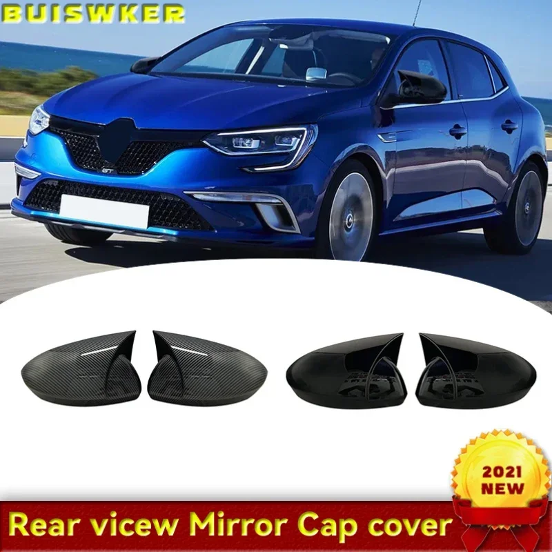 Neue Fledermaus Stil hochwertige abs Kunststoff 2 Stück Spiegel abdeckungen Kappen Rückansicht Gehäuse glänzend schwarz für Renault Megane 4 2016-2019