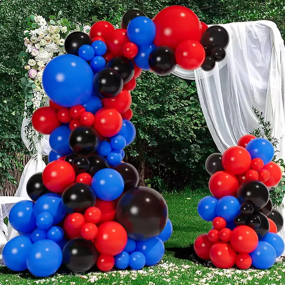 95Pcs Red Black and Royal Blue Latex Balloon Garland Kit for Super Spider Hero Party Boys Kids Birthday Graduation Party Decor