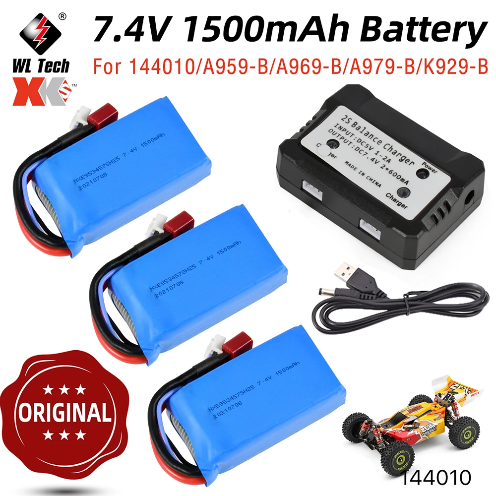 

Original WLtoys 144010 Battery 7.4V 1500mAh Lipo Battery for WLtoys A959-B/A969-B/A979-B 144001