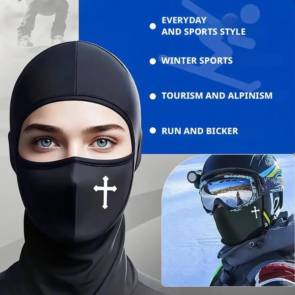 

Breathable Black Cross Balaclava Caps For Men Face Ski Mask Beanie Four Seasons Bicycle Hiking Outdoor Sports Tool Bonnet E1D4