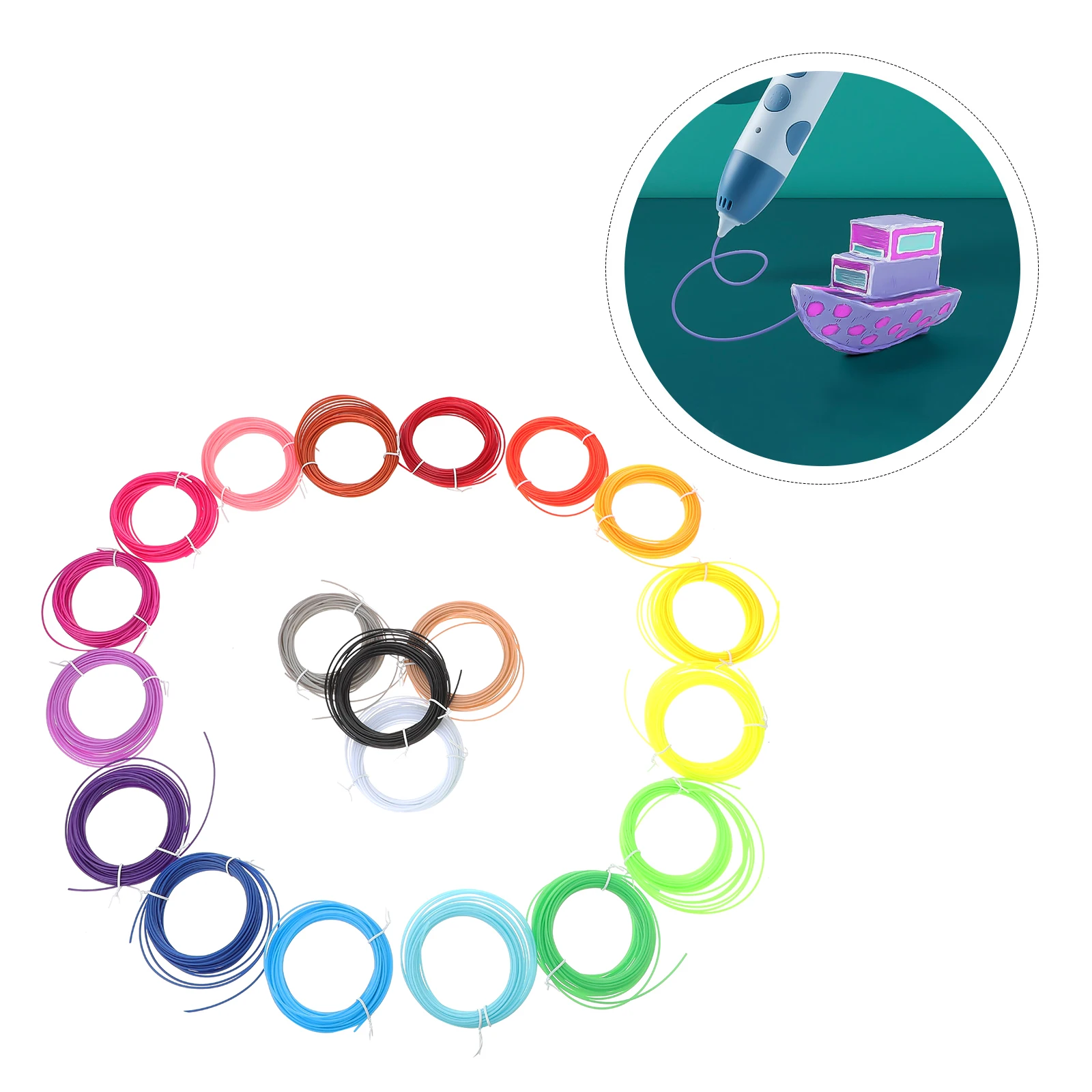 

20pcs Printing Pen Filament High-End Plastic Smooth Glossy Finish Universal Compatible Pen Accessories Printing Supplies