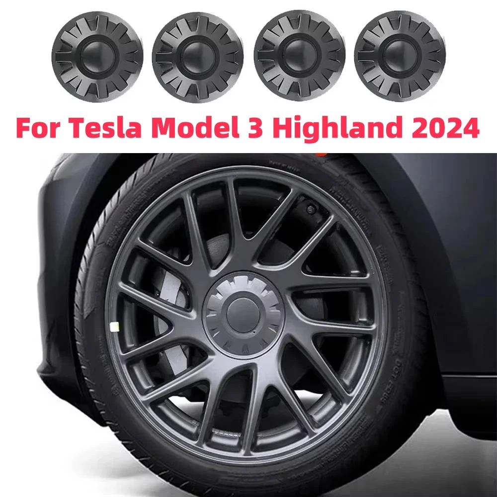 4PCS Wheel Hubcap Cover For Tesla Model 3 Highland 2024 Hub Caps Performance Replacement Wheel Cap Full Rim Cover Accessories