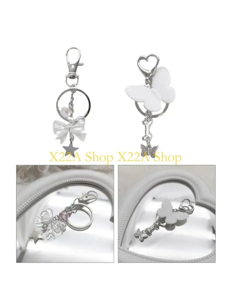 Unique Bowknot Butterfly Keychains Sweet Cool Pendant Car Keyring Backpack Decoration
