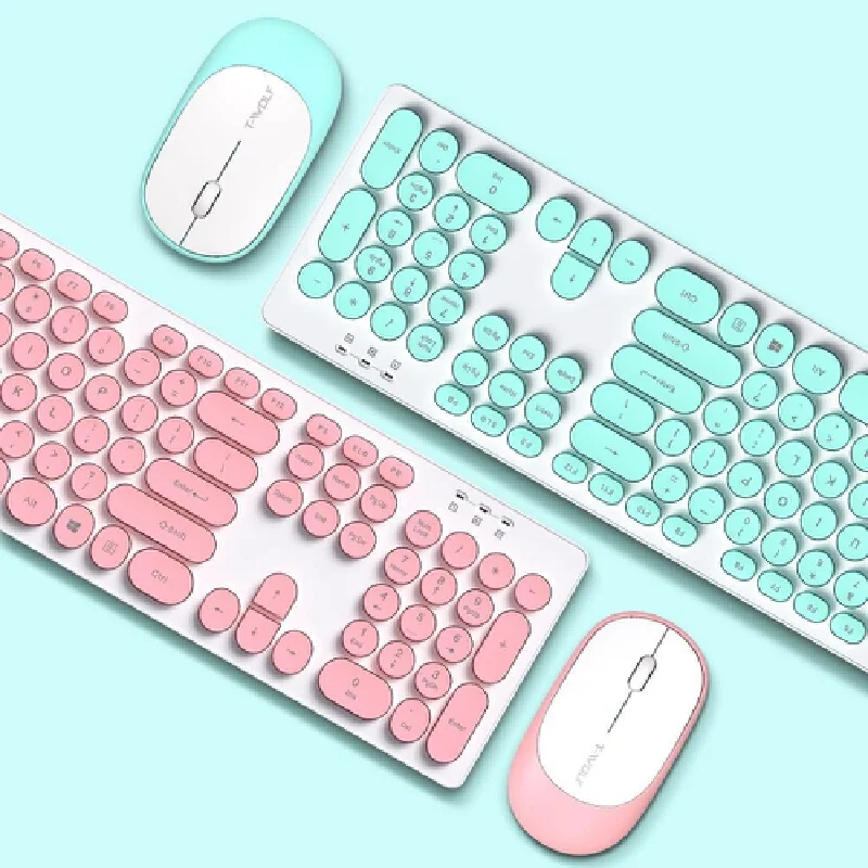 Wireless Keyboard And Mouse Set With Chocolate Keys Usb Ergonomic Silent For Windows Desktop Laptop Macbook Os Tablet Accessorie