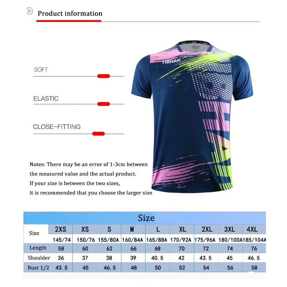 

Genuine New Tibhar 02306 Table Tennis Clothes For Men Women Clothing T-shirt Short Sleeved Shirt Ping Pong Jersey Sport Jerseys