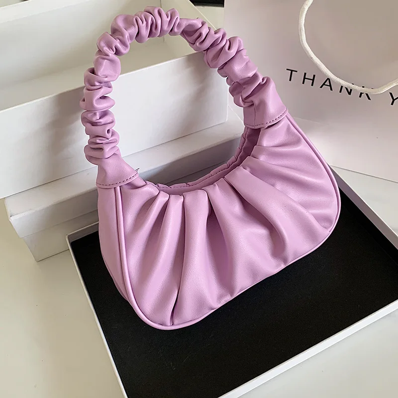 

Fashion Pleated Handlebags for Women PU Cloud Bags Leisure Armpit Bag Shopping one Shoulder Bags Female Dumpling Handbag