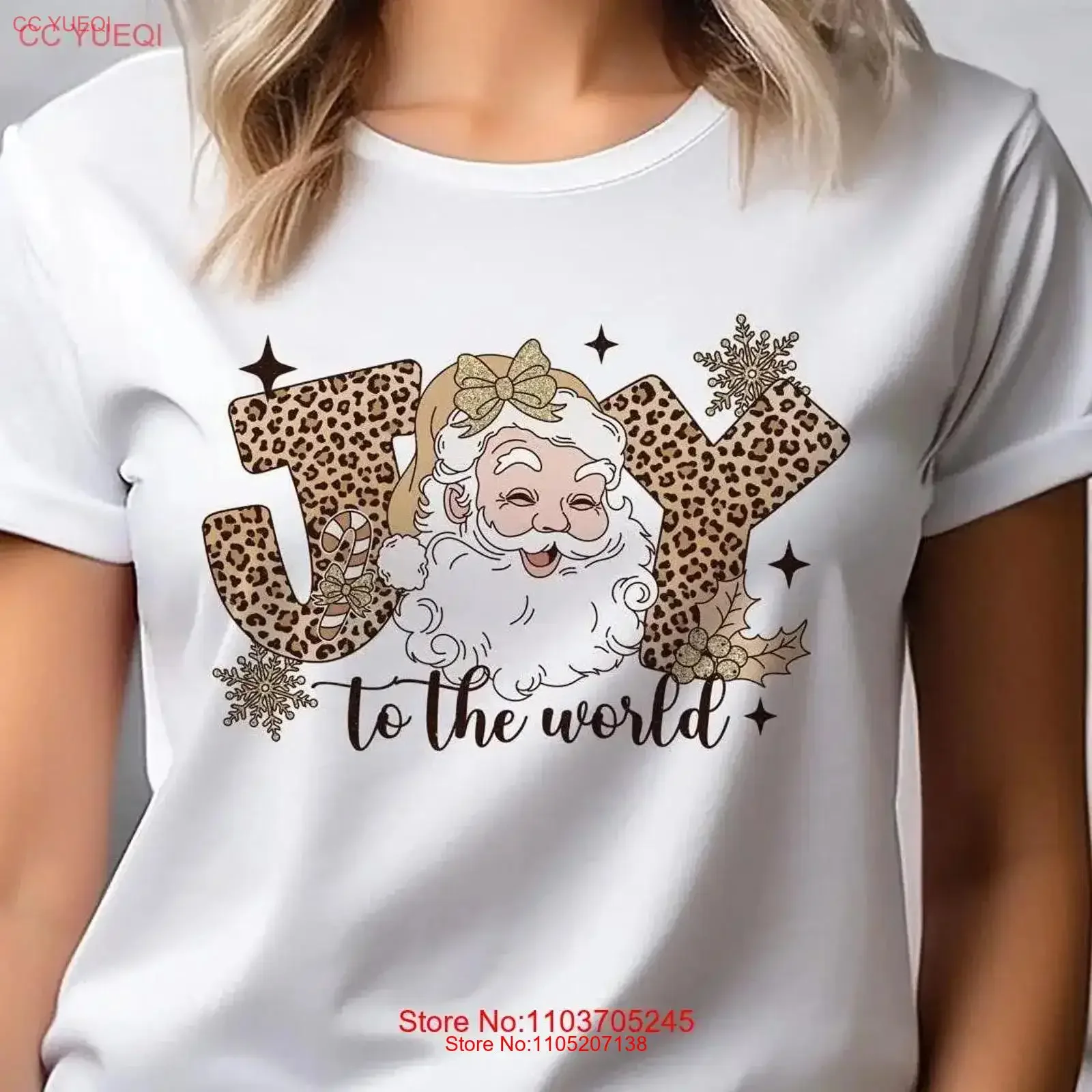 Cheetah Joy to the World Merry Christmas Santa Bella Canvas Crew Neck T Shirt DTF 50115 vintage Washed homme Stretched Stylish