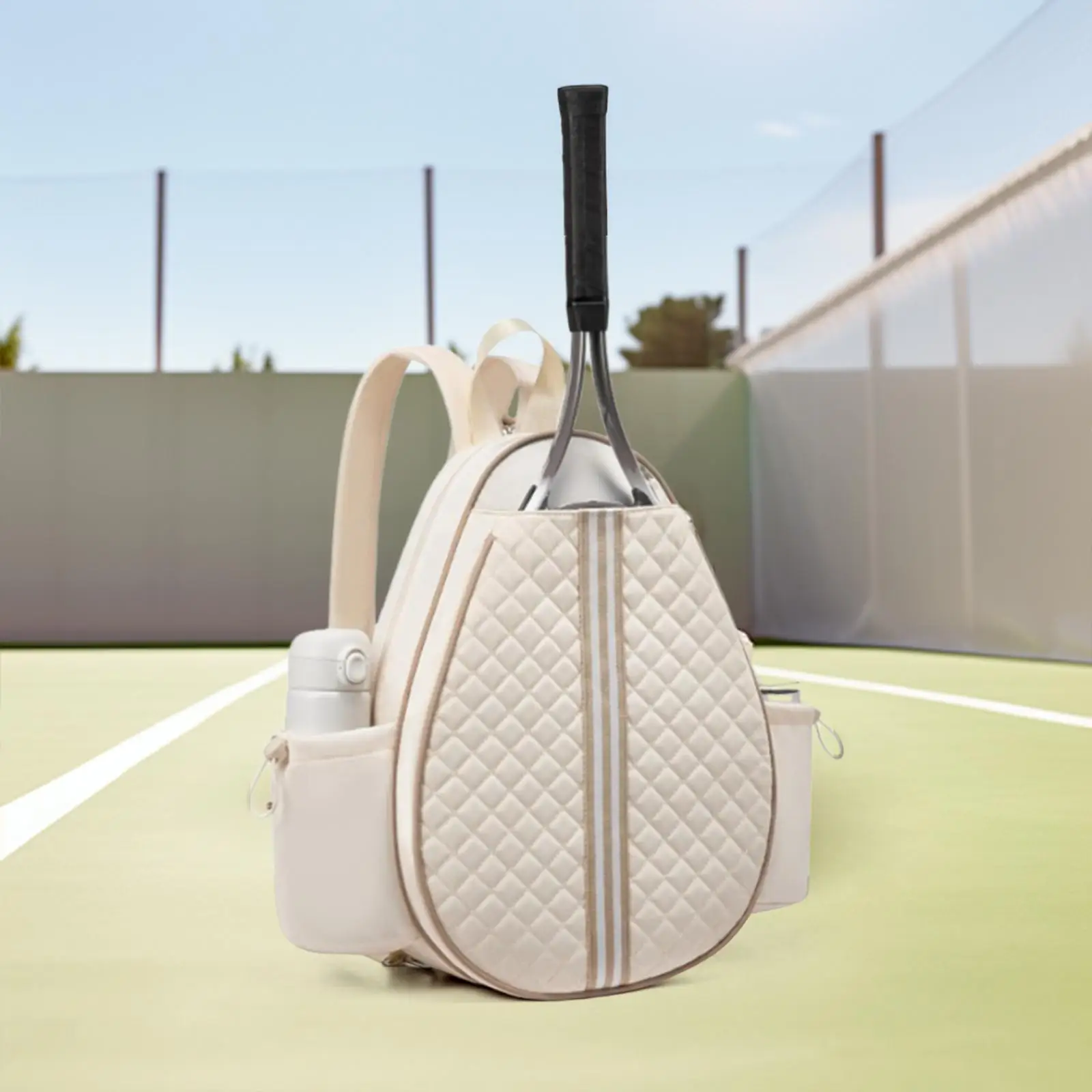 Tennis Bag Outdoor Sports Bag Multipurpose Professional Badminton Racquet Bag Quilted Tennis Crossbody Backpack with Zipper