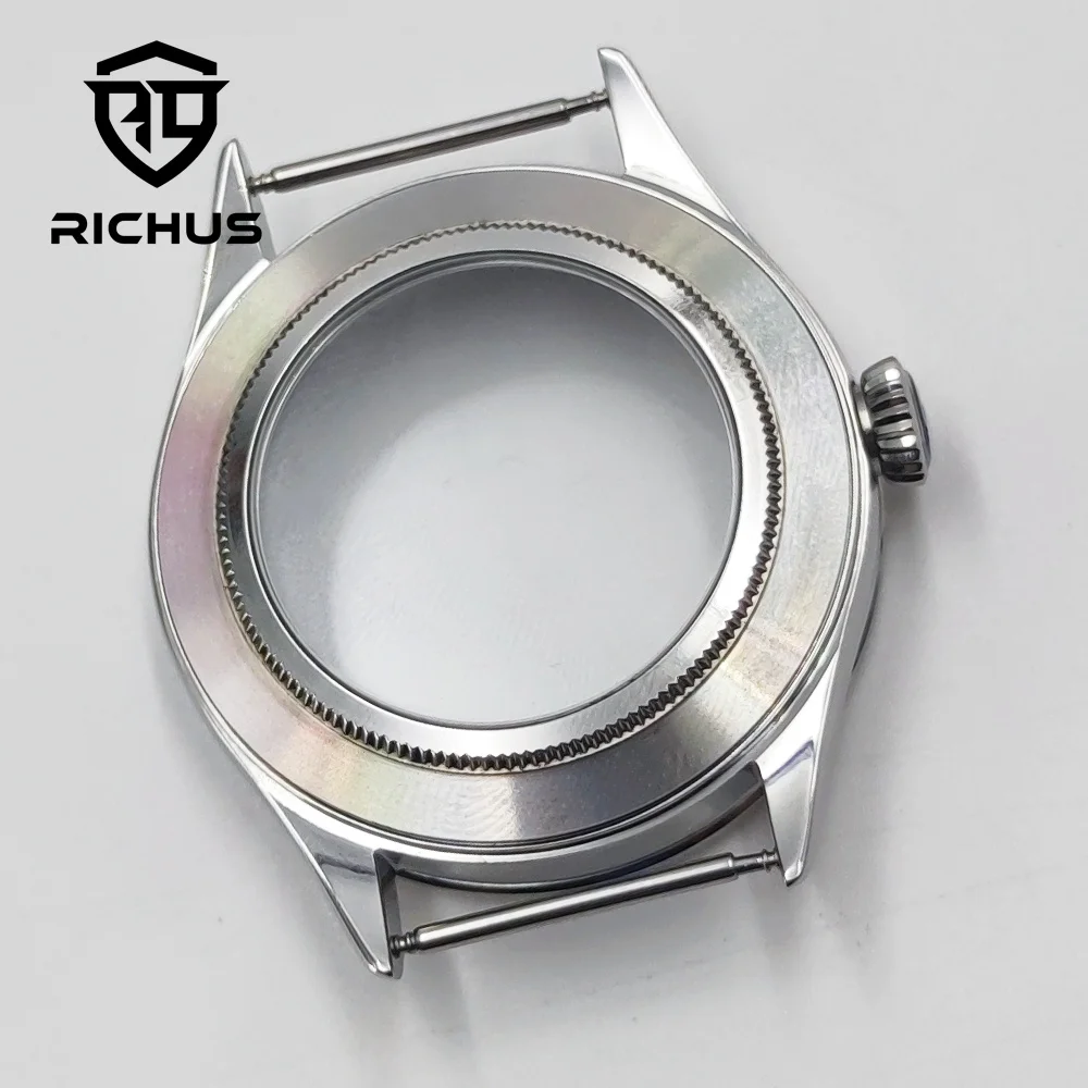 RICHUS NH35 時計ケース 39 ミリメートルシルバーステンレス鋼時計ケースサファイアガラスフィット NH34 NH35 NH36 NH38 ムーブメント