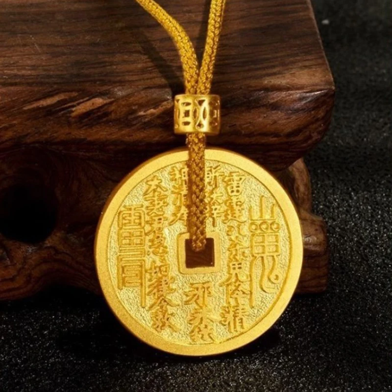 Golden Mountain Ghost Spending Pendant Inheriting Ancient Method Handmade Gossip Thunder Array Safe Buckle Pendant Men's Jewelry