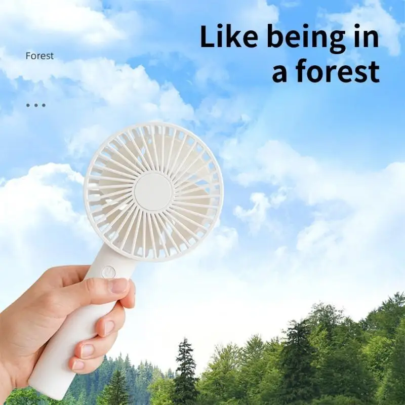D0AB Handheld Fan 2000mAh Portable USB Rechargeable Desk Fan with Base for Indoor Outdoor Travel Student Cooling Gadget