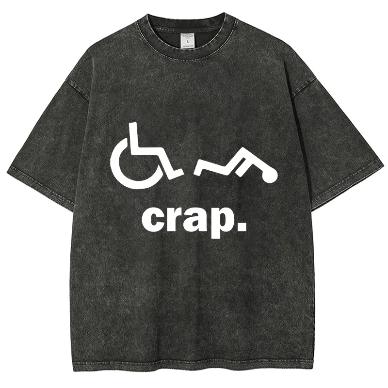 

Crap Funny Pattern Classic Letter Design Washed T-Shirt Men'S Oversized Minimalist Style Cotton Tee Women Daily Multi-Color Top
