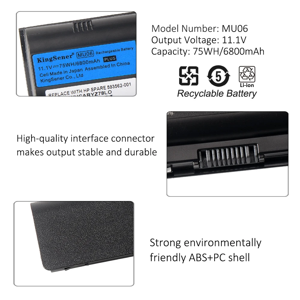 KingSener MU06 Laptop Battery for HP Pavilion G4 G6 G7 G42 CQ32 CQ42 CQ62 CQ72 DM4 HSTNN-CBOX HSTNN-Q60C HSTNN-CB0W MU09 DM4