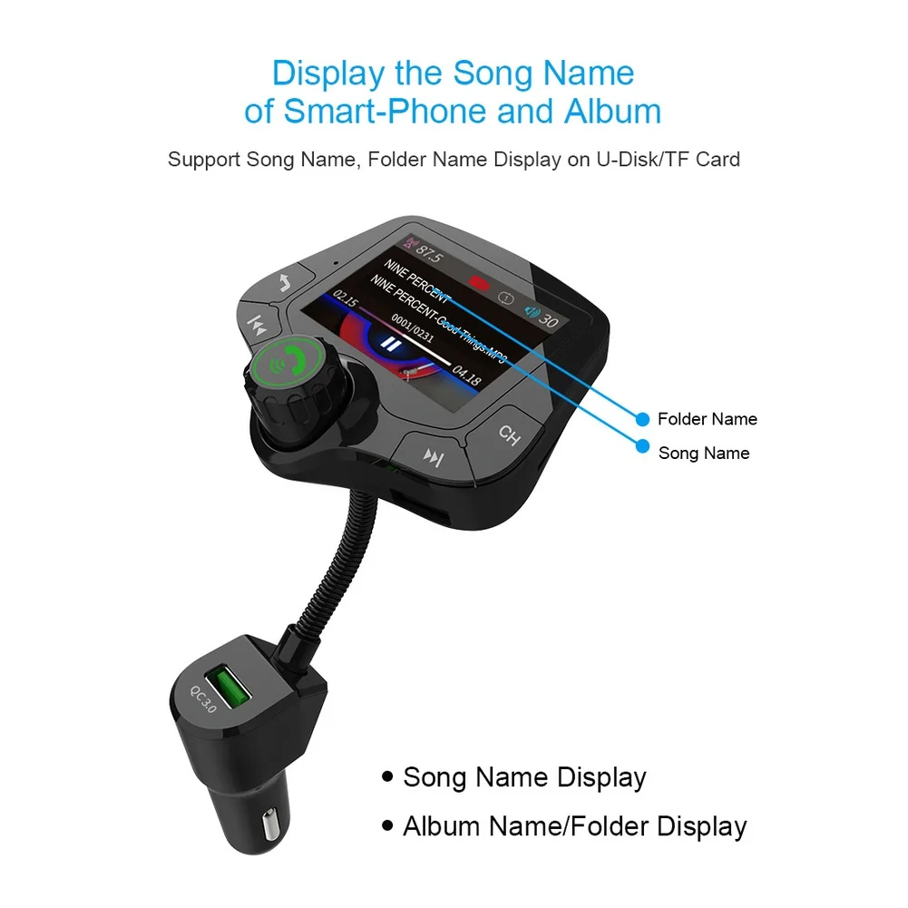 /Car /Wireless /MP3 Player For FM Transmitter Radio Broadcast With Fast For Charger Dual USB For Travel Audio Music Stream