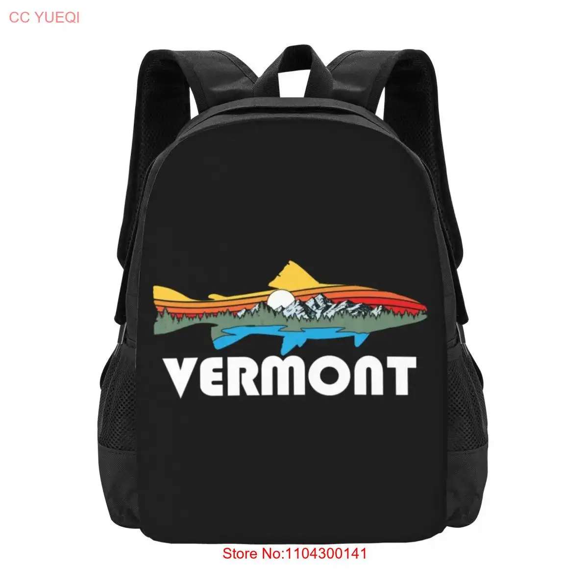 Vermont Artistic Trout Nature  Collaboration Backpack Large Capacity Cute Foldable  Clothes Backpacks