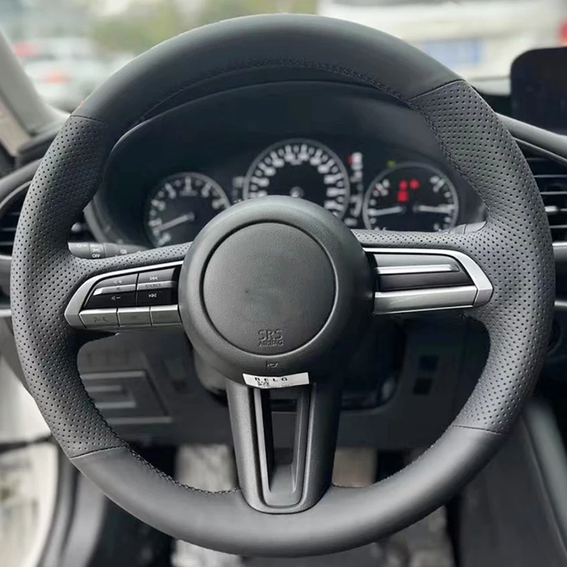 

Оплетка из кожи и микрофибры для автомобильного рулевого колеса, чехол для Mazda 3, аксессуары для интерьера автомобиля CX30 2019-2020