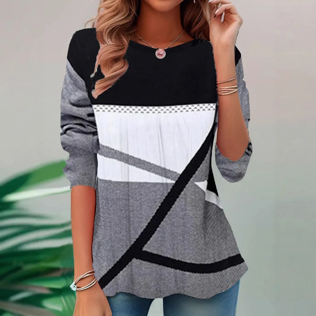 

2025 Women's 3D Digital Print T-Shirt Fashion Casual Basic Top Spring Autumn Long Sleeve Casual Office Pullover Tees Outfits New