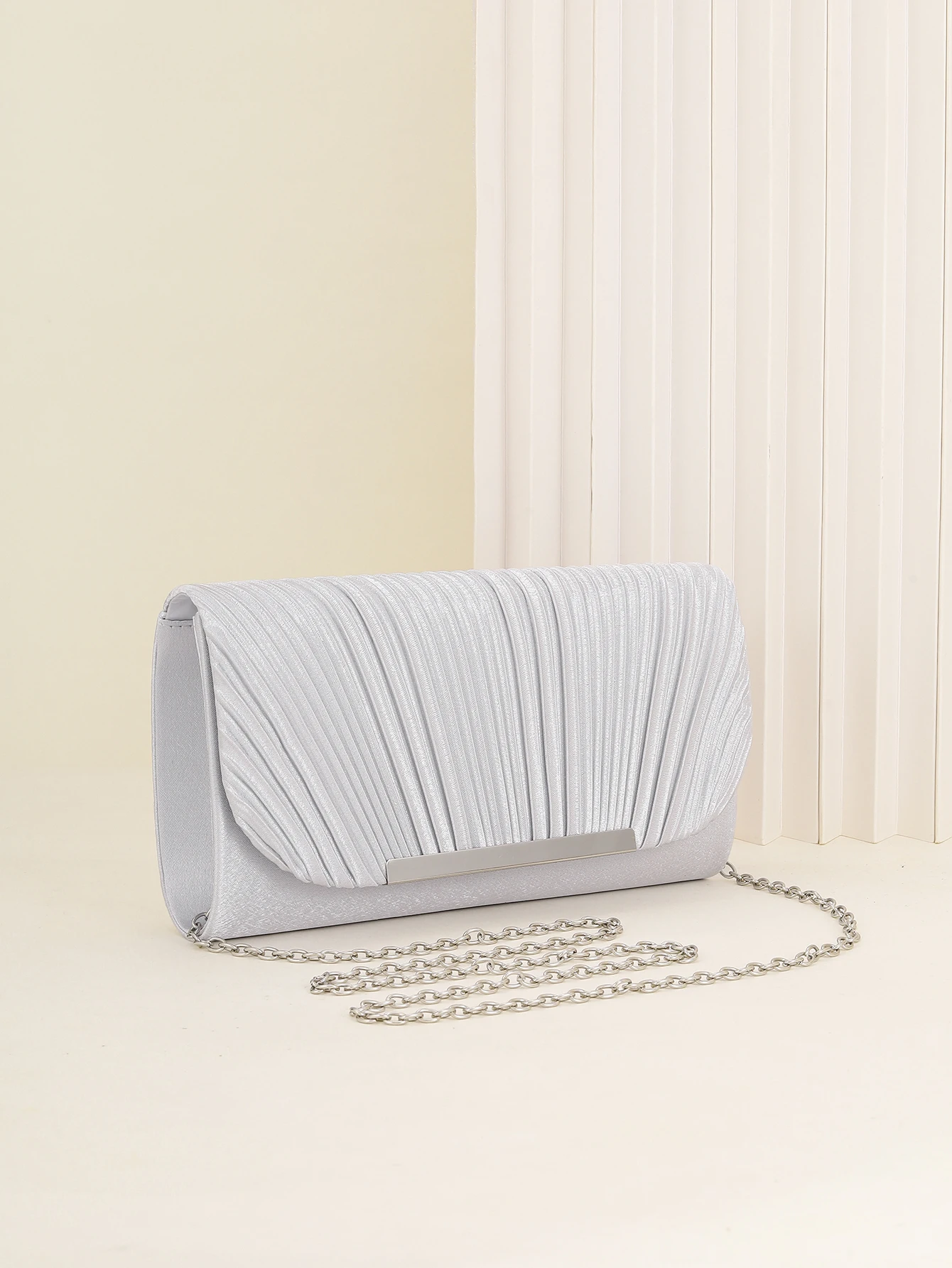 Damen-Abendtasche, Neue Kleine Quadratische Tasche mit Kette, Plissee-Design, Geeignet für Partys, Hochzeiten, Bälle, Bankette – Detail 18