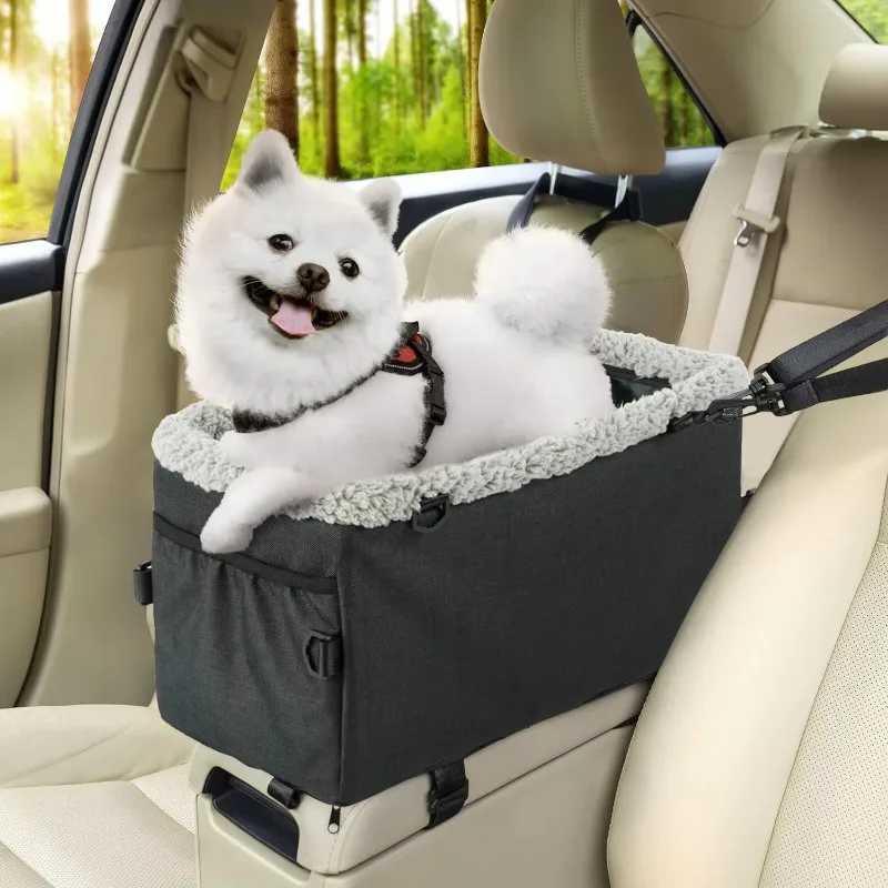 

Puppy Car Seat Travel Waterproof Dog Booster with Storage Non-slip Bottom Removable Portable