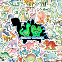 51pcs Glow-In-The-Dark Graffiti Stickers Cartoon Dinosaur Triceratops Pattern Notebook Waterproof Luminous Sticker